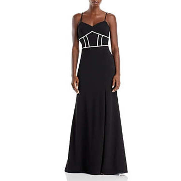Aqua Embellished Scuba Crepe Gown